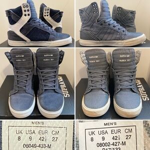 Supra Skytop Bundle Navy Blue and Denim men’s size 9 shoes (preowned, no box)
